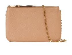 Double Zip Pochette, Leather, Beige/Pink, NFC, S, 3*